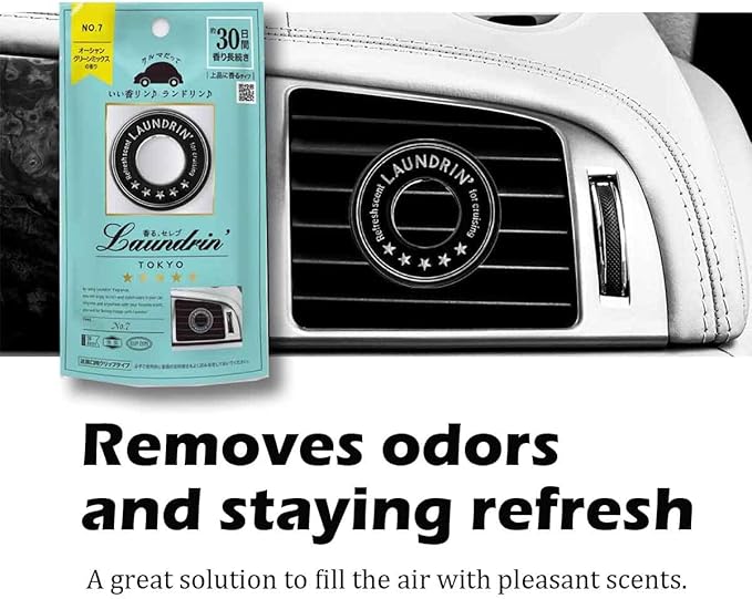 Laundrin Car Air Freshener (Clip Type) Deodorizing No. 7 - Eco-Friendly & Plant-Based Air Freshener Vent Clip - Clip-On Fresheners for Car & Automotive - Baby & Pet Safe - Accessories for Men