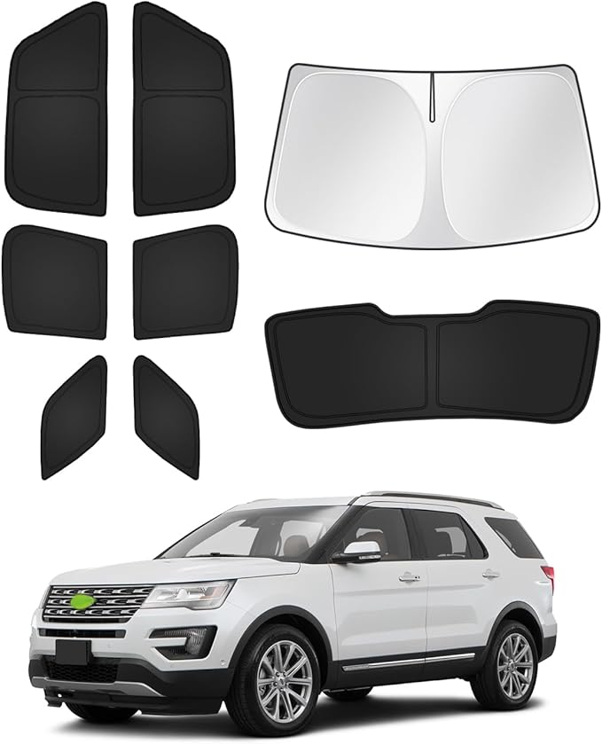 Canvcle Sunshades for Ford Explorer 2011-2019 Accessories Windshield Sun Shade Side Rear Window Shade Cover Sun Visor Shield Privacy Protection Keep Vehicle Cool Black 8PCS