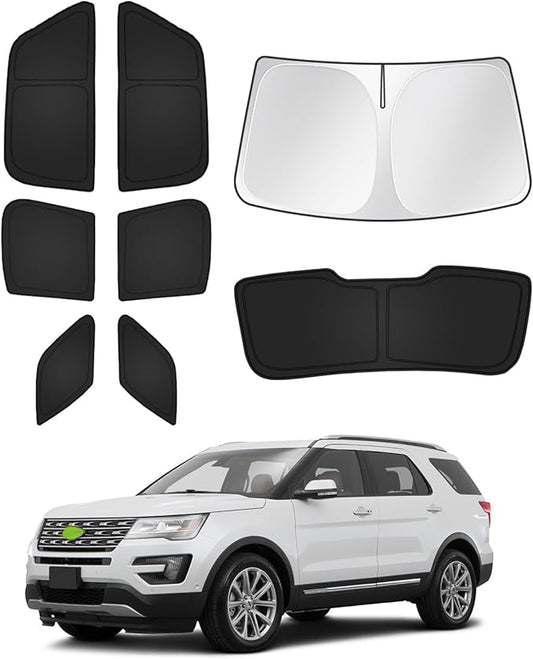 Canvcle Sunshades for Ford Explorer 2011-2019 Accessories Windshield Sun Shade Side Rear Window Shade Cover Sun Visor Shield Privacy Protection Keep Vehicle Cool Black 8PCS