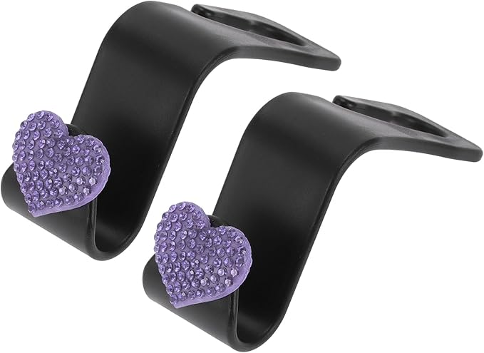 Car Seat Headrest Hook Interior Accessories for Most Car, SUV, Truck Car Seat Back Organizer Hooks Plastic Rhinestone Sturdy Purple 2.4"x1.26"