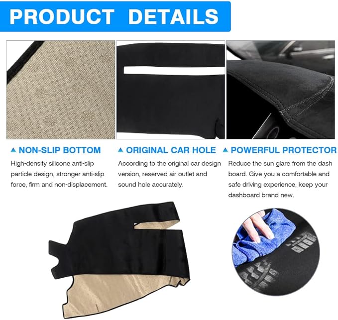 Autorder Dashboard Cover Mat for 1997-2000 Chevy Chevrolet Silverado/GMC Sierra C1500 C2500 C3500 K1500 K2500 K3500, 1997-1999 GMC Yukon/Chevy Tahoe Accessories Dash Cover Flannel Dash Mat Protector