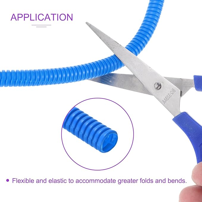 DMiotech 10ft Wire Loom Split Tubing 1/2 Inch(12.7 Mm) ID, Cord Protectors from Pet Flexible Conduit Cable Management for Office, Home, Garden, Blue