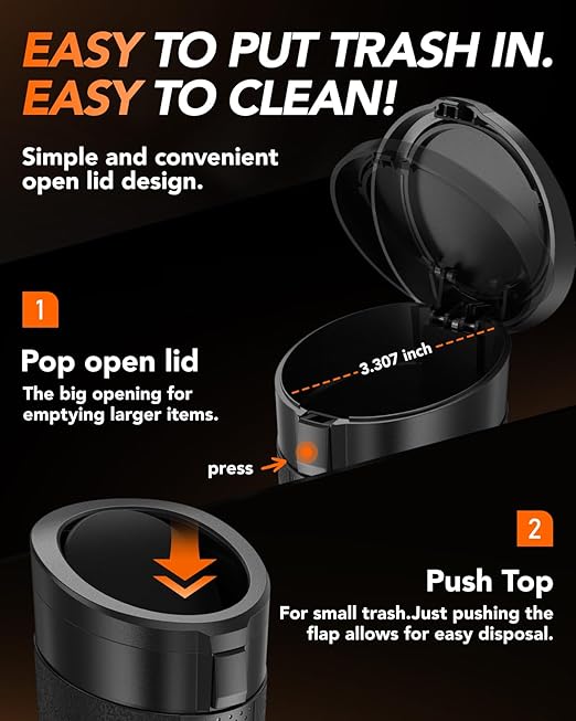 Car Trash Can Bin with Lid, Leakproof Garbage Can, Mini Cup Holder Trash Can for Car, Small Side Door Trash Can with with 80 Attached Trash Bags (2, B)