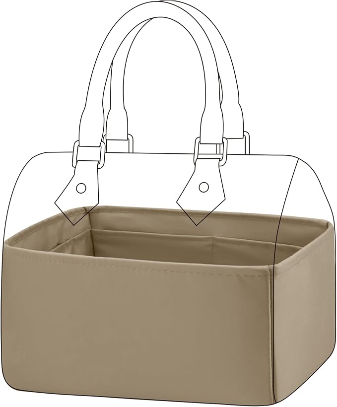 DGAZ Silk Purse Organizer Insert Fits LV Speedy 16/20/25/30/35/45 bags，Silky Smooth Bag Organizer，Luxury Handbag & Tote Shaper（Etoupe grey，SP35）