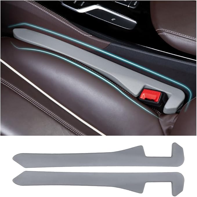 Junecarp Car Seat Gap Filler 2 Pack,Flexible Car Gap Filler Organizer to Impede Items from Dropping,Essential Interior Car Accessories Seat Gap Plug Perfectly Fits Car Gap (Gray)
