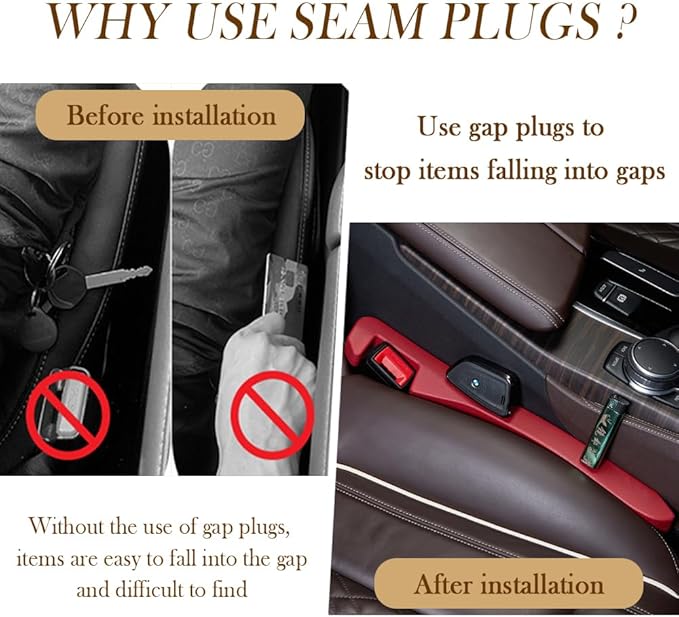 2PCS Car Seat Gap Filler - Elastic Car Seat Gap Filler Organizer Universal for Car Truck Suv Between Seat and Console - Prevent Items from Droping - Add Style to Your Car Accessories (Red/2pcs)
