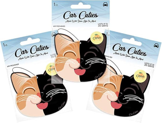 Cute CAT CAR AIR FRESHENER - Cute Cat Design, Long-Lasting Scent, Portion of Proceeds Benefit Paws Chicago (Citrus - Pack of 3)