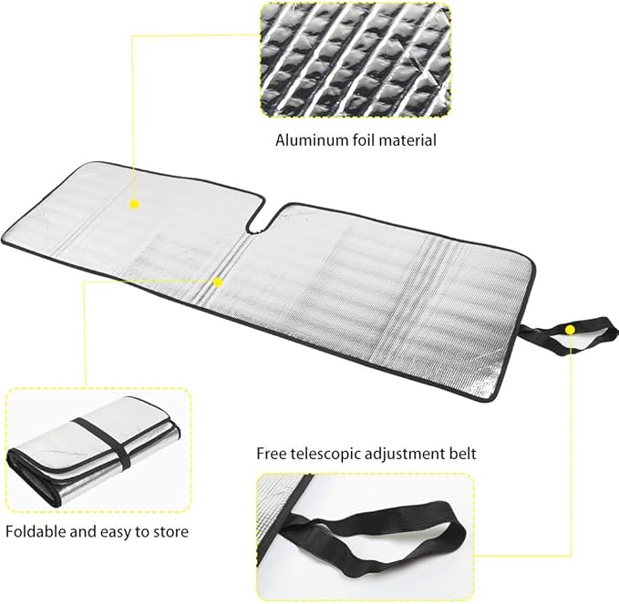 Windshield Sunshade Sun Shade Heat Shield Sun Visor Mat Compatible with Jeep Wrangler Rubicon Sahara TJ JK JKU 2 Door & 4 Door