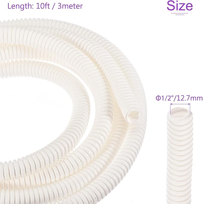DMiotech 10ft Wire Loom Split Tubing 1/2 Inch(12.7 Mm) ID, Cord Protectors from Pet Flexible Conduit Cable Management for Office, Home, Garden, Beige