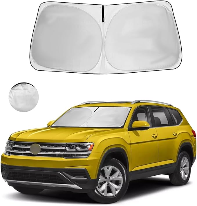 Windshield Sun Shade for VW Atlas Cross Sport Accessories Window Sunshade Fit 2018-2026 Volkswagen Atlas Front Window Shade Sun Visor Blocks UV Keep Car Cooler