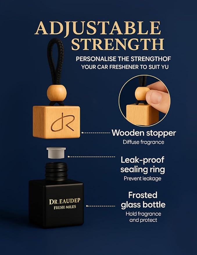 Greed Car Air Freshener — Aventos-Inspired Luxury Scent Diffuser for Cars, Long-Lasting Odor Eliminator with Premium Essential Oils, Masculine Woody Leather Scent, Hanging Car Diffuser by DR. EauDeP