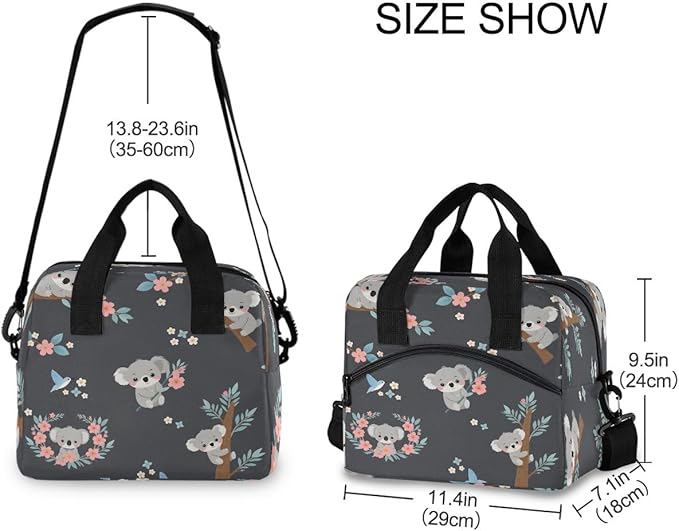 SUABO Koala Lunch Bag for Kids Cute Insulated Cooler Lunch Box Large Capacity Lunch Organizer for Boys Girls