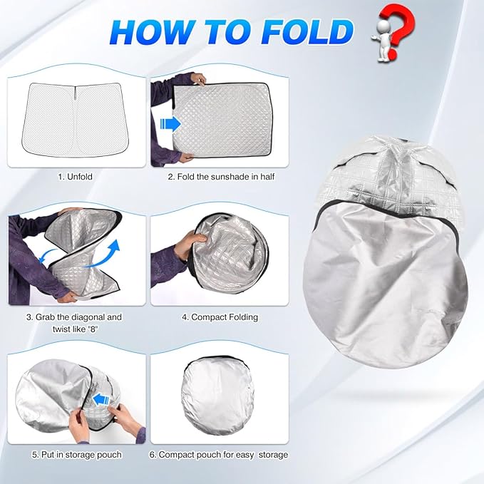 Canvcle Windshield Sun Shade for 2019-2025 2026 Chevy Silverado 1500/GMC Sierra 1500 Accessories Thicken 6-Layer Foldable Front Window Sunshade Sun Visor Cover Protector Block UV Rays