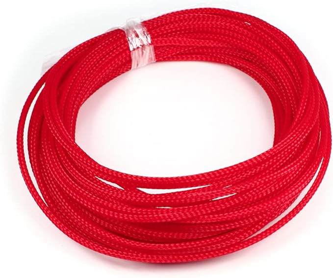Aicosineg Cable Sleeve Braided Sleeving PET Wire Loom Tubing Cable 32.81ft-1/8inch Wrap Protector for HiFi Audio and Video Headphone Cable Protect Wires from Chewing of Pets Red