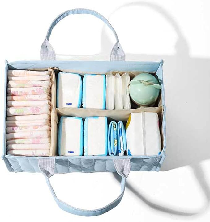 Diaper Caddy Organizer,Cute Floral Nursery Storage Basket,Soft Portable Changing Table Car Caddy Organizer Gift (Bear B)
