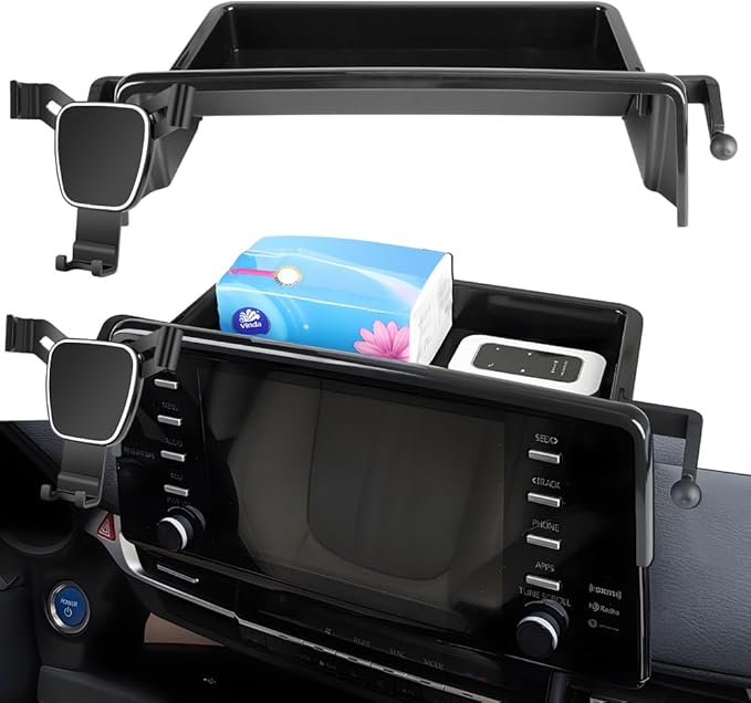 Car Phone Holder Center Console Organizer For Toyota Sienna 2021 2022 2023 2024 Auto Accessories Navigation Bracket Interior Decoration Screen dash board Mobile Cell Mount case 【Not fit Sienna 2025】