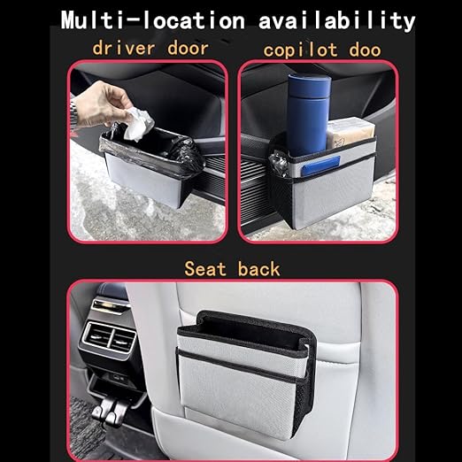 Car Trash Can, Foldable Multifunctional Hanging Storage Box Trash Can with a Roll of Garbage Bag, Multi Pocket Design Suitable for Car, Home and Office (Black)
