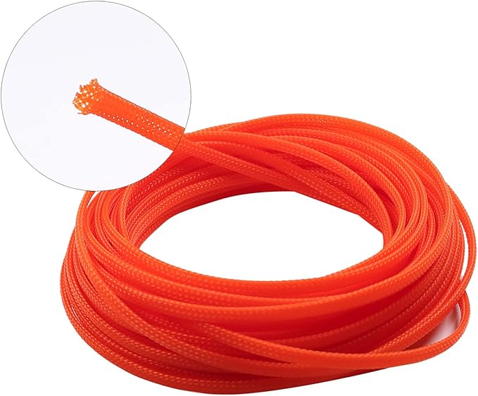 Aicosineg Cable Sleeve Braided Sleeving PET Wire Loom Tubing Cable 32.81ft-1/6inches Wrap Protector for HiFi Audio and Video Headphone Cable Protect Wires from Chewing of Pets Orange