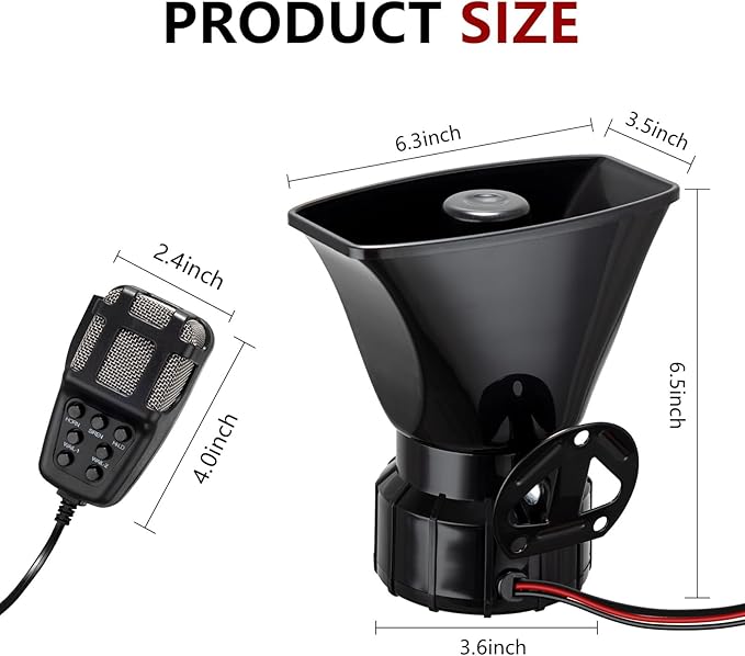 Alarm Horn Siren PA Speaker Mic System, BANHAO 100w 12v 7 Sound Loud Car Alarm Police Car Siren Speaker System Emergency Amplifier Kit for 12V Truck Lorry Boat Vehicle