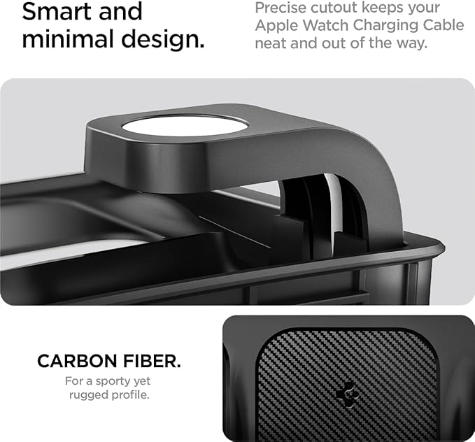 Spigen 3-in-1 Organizer Mount for Legacy Tesla Model Y 2022-2024 & Model 3 2022-2023 (Watch Charger Not Included) - Uses Tesla Wireless Charging Pad - for iPhone, AirPods, Apple Watch