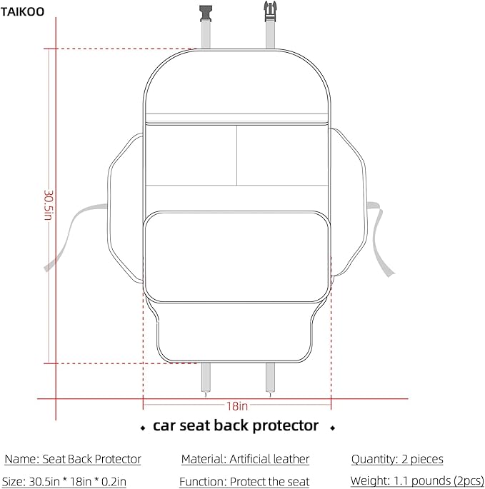 TAIKOO Seat Back Protector,Preventing the Impact of Children Stepping on the Seat Backrest,Beautiful appearance and easy to clean,black (Black -2pcs)