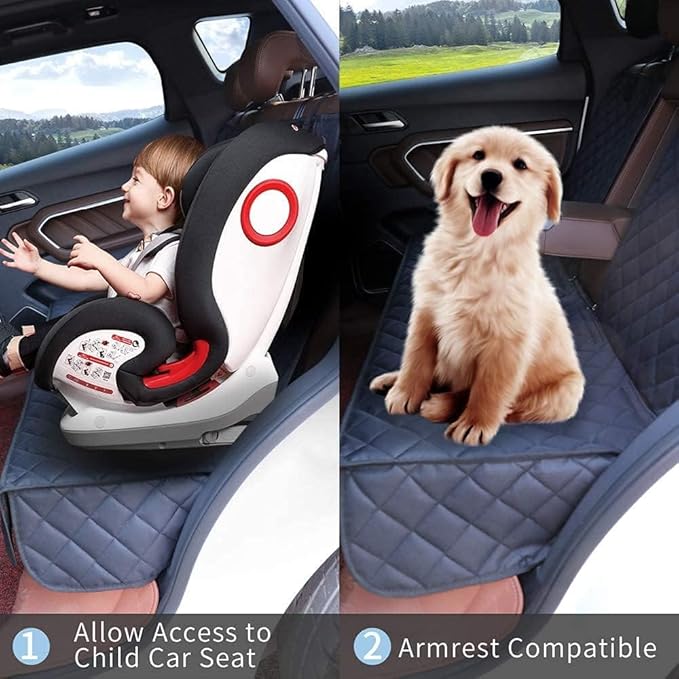 Dog Car Seat Cover for Back Seat Pet Cover for Dogs Waterproof Bench Seat Cover Protector Scratch Proof Nonslip Soft Dog Back Seat Cover for Cars Trucks SUV（48" L ×52" W