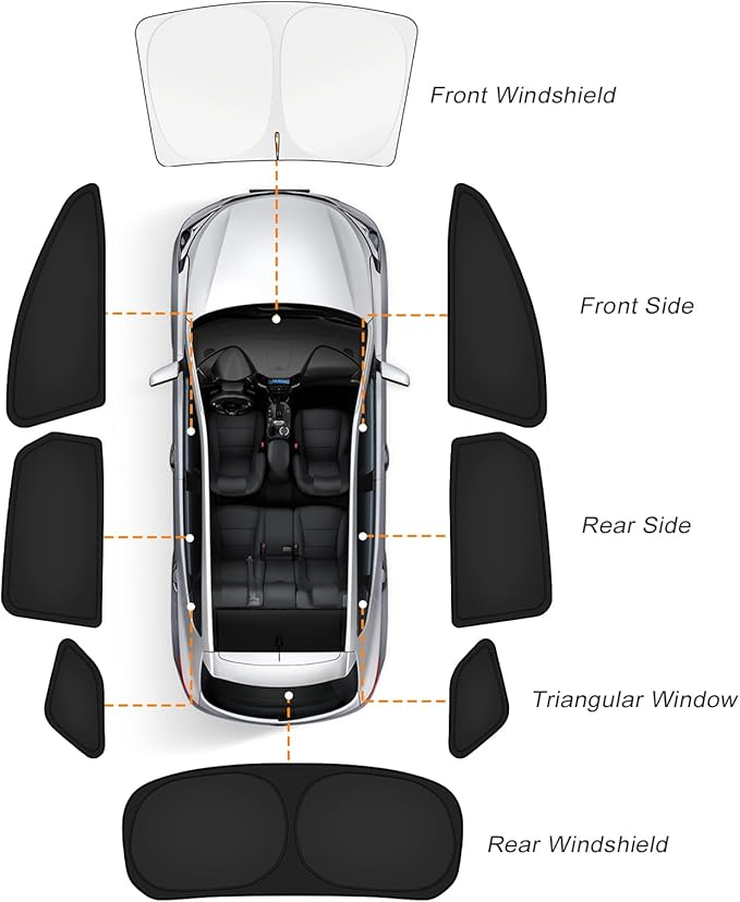 KUST Car Window Shades for Kia Telluride 2020-2025 2026 Windshield Sun Shade Side Window Cover UV Block Privacy Protection Telluride Accessories for Camping Blackout Rear Back Full Set 8PCS