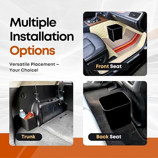 Car Trash Can Waterproof Vehicle Garbage Bin, Leakproof Anti Slip Floor Mat Clip Trash Bag Holder for Car, Truck, SUV, Van Portable Auto Trash Container with Stability Clips (Black with Cover, Small)