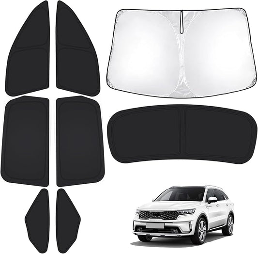 T TGBROS Windshield Sun Shade for Kia Sorento 2021-2025 2026 Car Window Shades Thicken UV Block and Blackout Privacy Foldable Sunshades 6PCS Accessories Keep Cool Sun Visor Covers