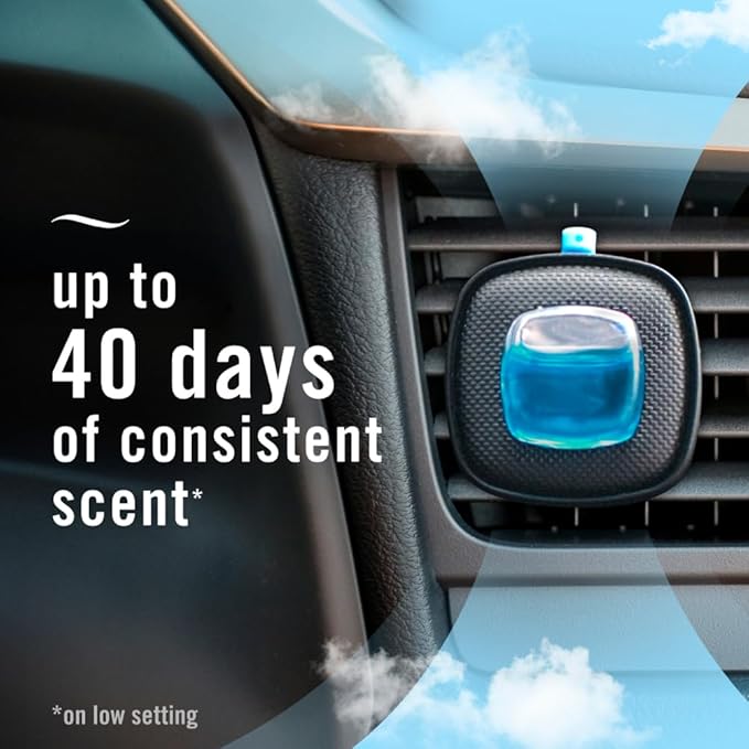 Febreze Car Air Freshener, Odor-Fighting Automotive Vent Clip, Linen & Sky Scent, 3 Count