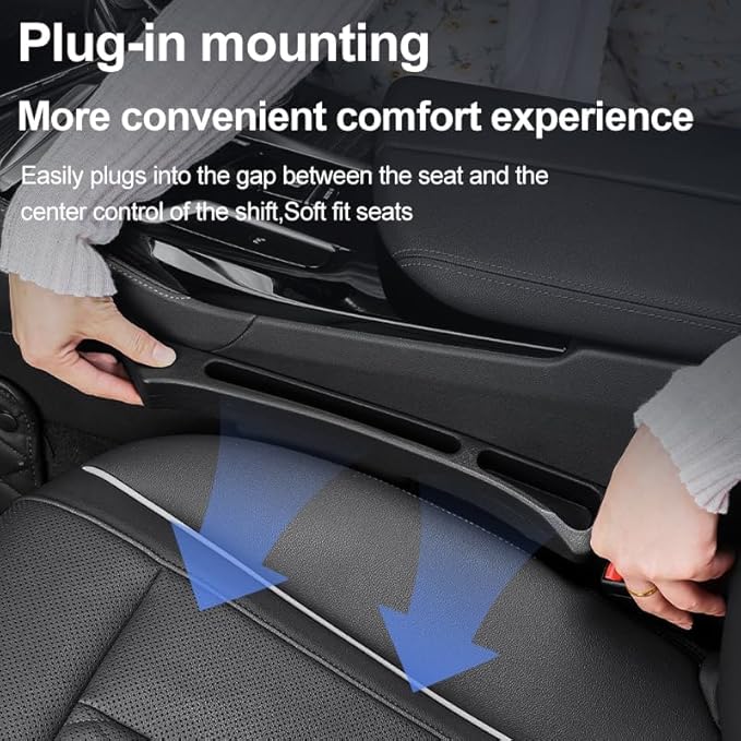 Brown Car Seat Gap Filler Organizer 2Pack, Inserts Blocks Gap Between Seats Console Organizer, Universal Multifunctional Seat Gap Organizer with Phone Holder & Charge Hole,Car Interior Accessories