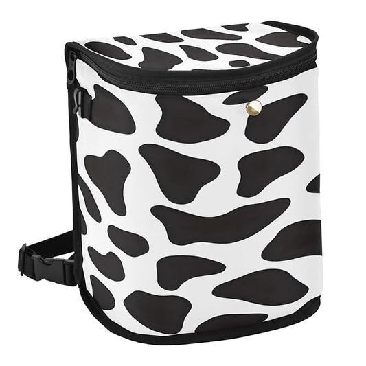 Bolaz Black and White Cow Print Waterproof Car Trash Can Leak Proof Car Trash Bag with Lid Car Garbage Can for Headrest SUV Truck