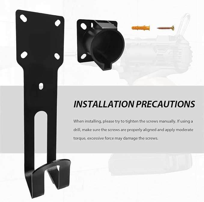 EV Charger Holder Wall Mount Kit, SAE J1772 EV Charger Cable Organizer Charging Box Holder, Space Saving Electric Vehicle Nozzle Holster Dock & J-Hook, Car Accessories