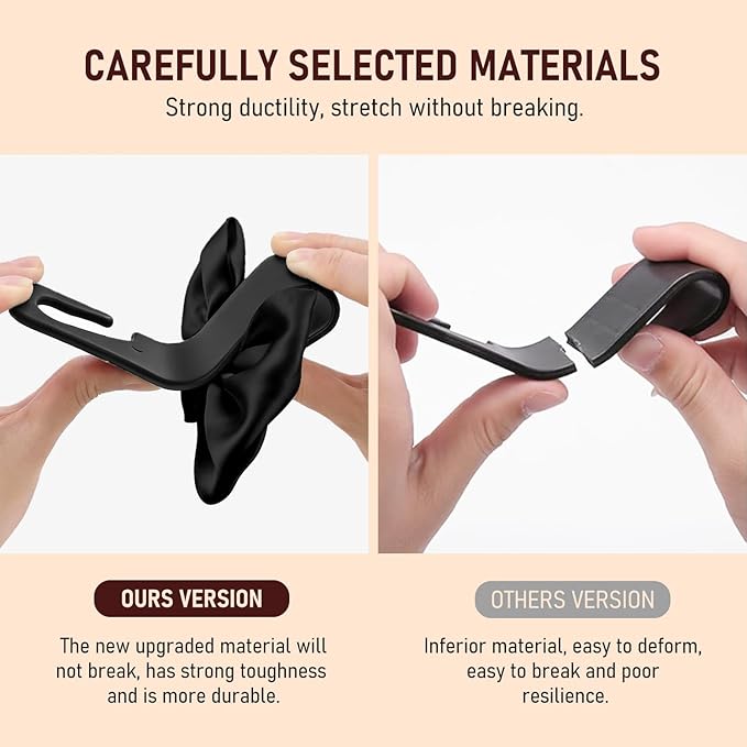 Bow Car Hooks for Purses and Bags, 2 Pack Cute Car Purse Hook, Universal Car Seat Headrest Hooks Bag Holder, Bow Car Accessories, Automotive Purse Hook Hanger Interior Decoration Accessories (Black)