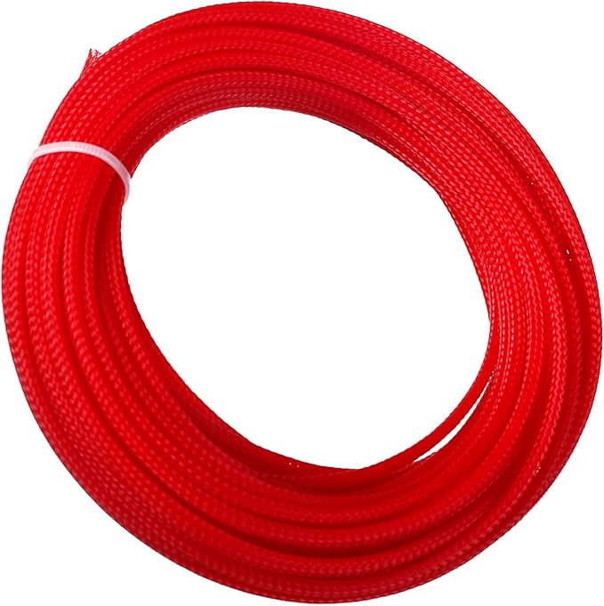 Aicosineg 32.81ft PET Flexible Braided Cable Sleeve 0.16inch Width Wire Loom Sleeving and Organizer Flexible Wire Mesh Sleeve Wrap Protector for TV Audio PC Cords from Pets Chewing Red