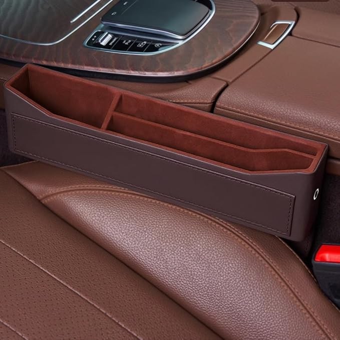 Car Seat Gap Filler Organizer for Mercedes-Benz CLK-Class/GLK-Class/M-Class/SLK-Class/X-Class,Car Front Seat Organizer Car Console Side Pocket with USB Charging Hole,D Mocha Brown