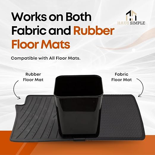 Car Trash Can Waterproof Vehicle Garbage Bin, Leakproof Anti Slip Floor Mat Clip Trash Bag Holder for Car, Truck, SUV, Van Portable Auto Trash Container with Stability Clips (Black with Cover, Small)
