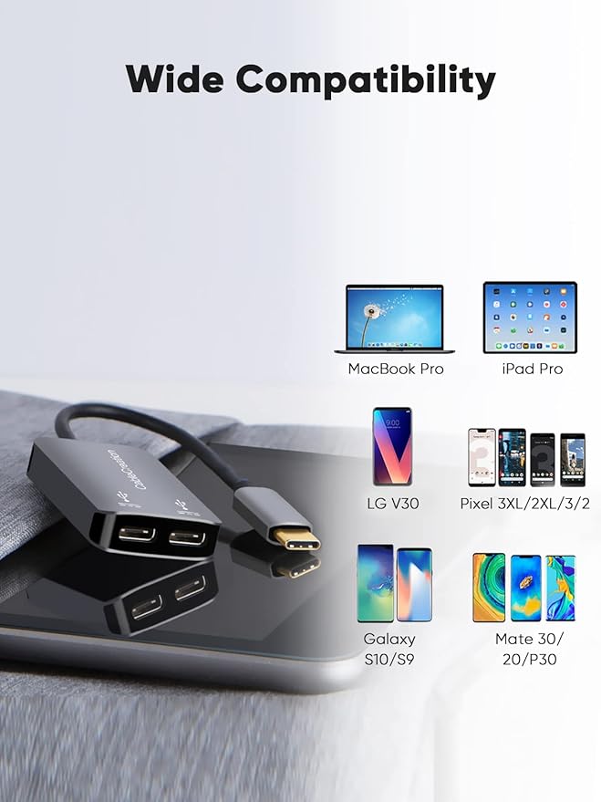 CableCreation USB Type C Splitter, 2-in-1 USB C Audio Adapter and PD Fast Charging, Type C Aux Dongle Compatible with iPad, MacBook, iPhone 16 15 Pro Max Plus, Galaxy S24/S23/S22+, Pixel 9/8/7+, Grey