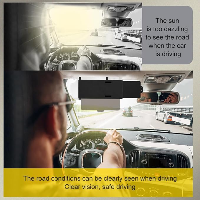Polarized Car Sun Visor Extension with PC Lens and Side Sunshade, Anti-Glare Visor for Most Cars (Dark Brown)