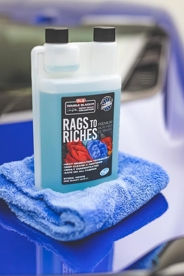 P & S PROFESSIONAL DETAIL PRODUCTS - Rags to Riches Quart + Gallon Refill Combo - Premium Microfiber Detergent, Deep Cleans and Restores, Safe on All Fabrics, Highly Concentrated (1 Gallon + 1 Quart)