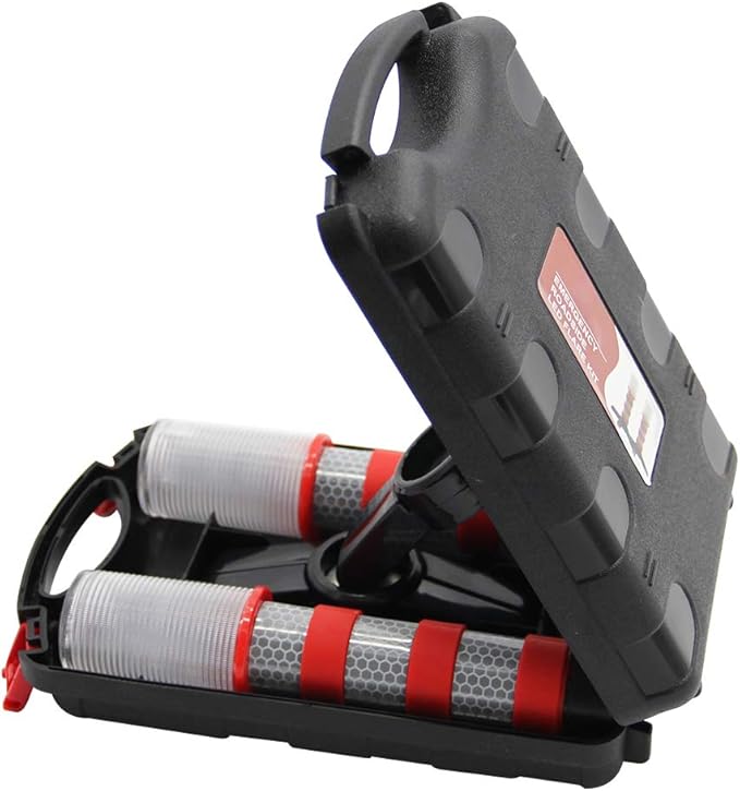 Twinkle Star Emergency Roadside Flares Kit LED Safety Strobe Road Warning Light Highway Beacon Alert Flare with Magnetic Base, Detachable Stand, Solid Storage Case (Set of 2)