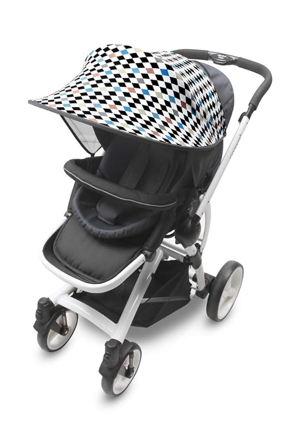 Manito Sun Shade for Strollers and Car Seats - Scandi (Diamond Blue) UPF 50+
