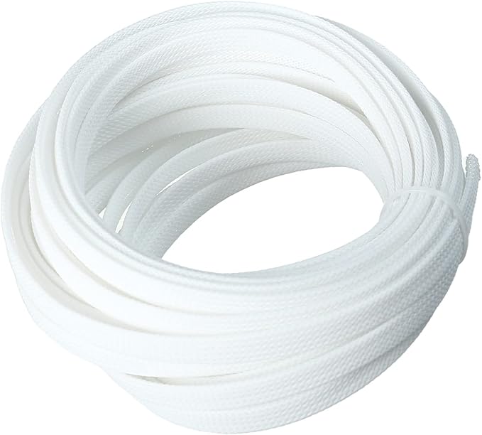 Aicosineg 32.81ft PET Flexible Braided Cable Sleeve 0.33inch Width Wire Loom Sleeving and Organizer Flexible Wire Mesh Sleeve Wrap Protector for TV Audio PC Cords from Pets Chewing White