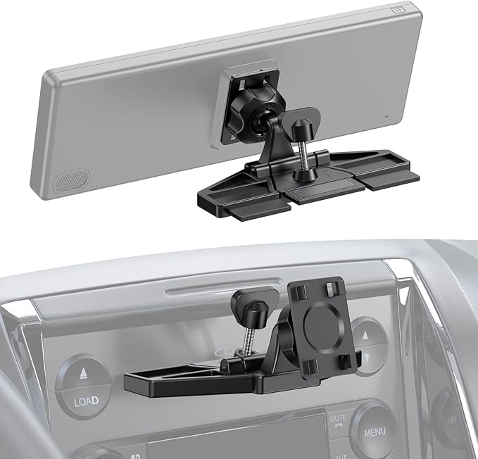 CD Slot Mount for CarPlay Screen 360° Rotation Tool-Free Installation Sturdy and Secure Compatible with in-Car Monitors CD Slot CarPlay Mount