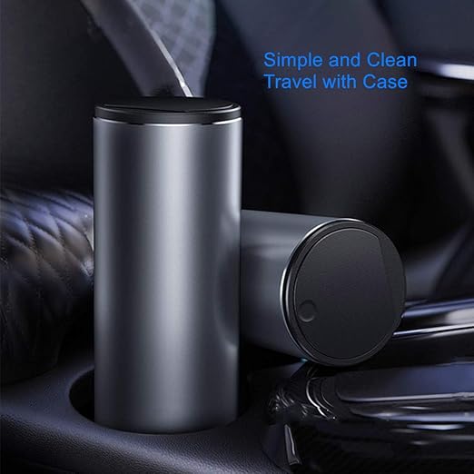 Tumecos Car Trash Can Vehicle Automotive Cup Holder Bottle Trash Can Garbage Can with Lid Dust Box Cup Holder (Grey)
