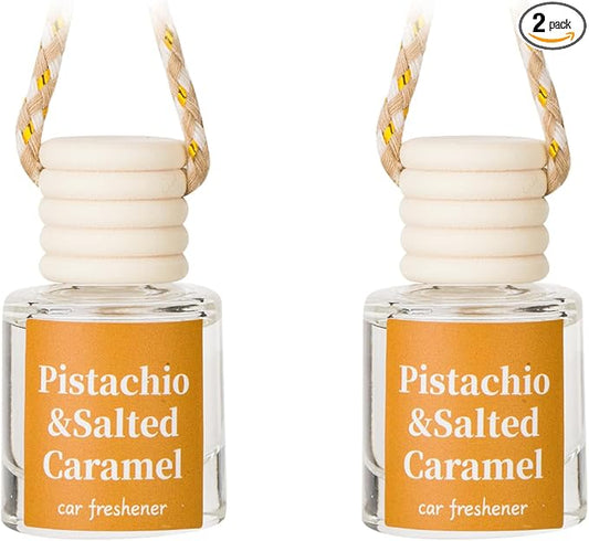 Car Air Freshener Diffuser, Hanging Car Scents Air Freshener, Car Fresheners Long Lasting, Essential Oil Diffuser, Pistachio & Salted Caramel Fragrance Oil, 2pcs