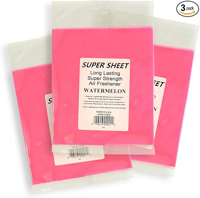 Super Sheet Large (8"x7") Under Seat Car Air Freshener, 3-PACK (Watermelon)