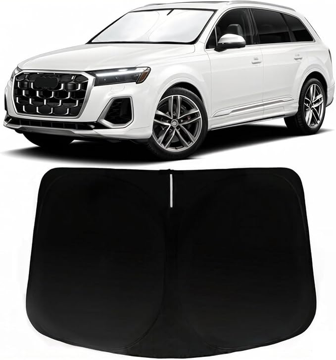 Windshield Sun Shade for Audi Q7 2026 2025-2016, Car Front Window Sunshade with 240T Sun Visor Protector Blocks UV Rays Heat Sun Shield Accessories