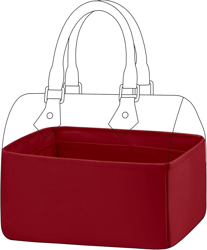 DGAZ Silk Purse Organizer Insert Fits LV Speedy 16/20/25/30/35/45 bags，Silky Smooth Bag Organizer，Luxury Handbag & Tote Shaper（Wine Red，SP30）