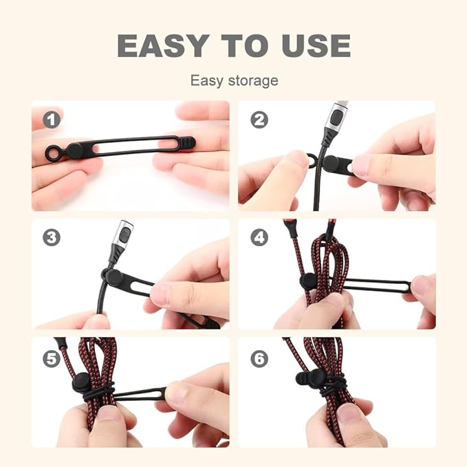 Data Cable Organizer, 2025 New Silicone Cable Ties Reusable Cable Management Organizer for Bundling and Fastening Cable Cords Wires (20)